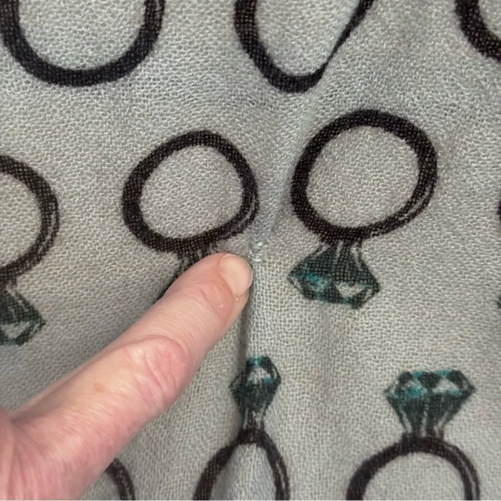 YARNZ Diamond Ring Pattern Cashmere Wool Oversized Scarf Wrap Grey Teal Brown